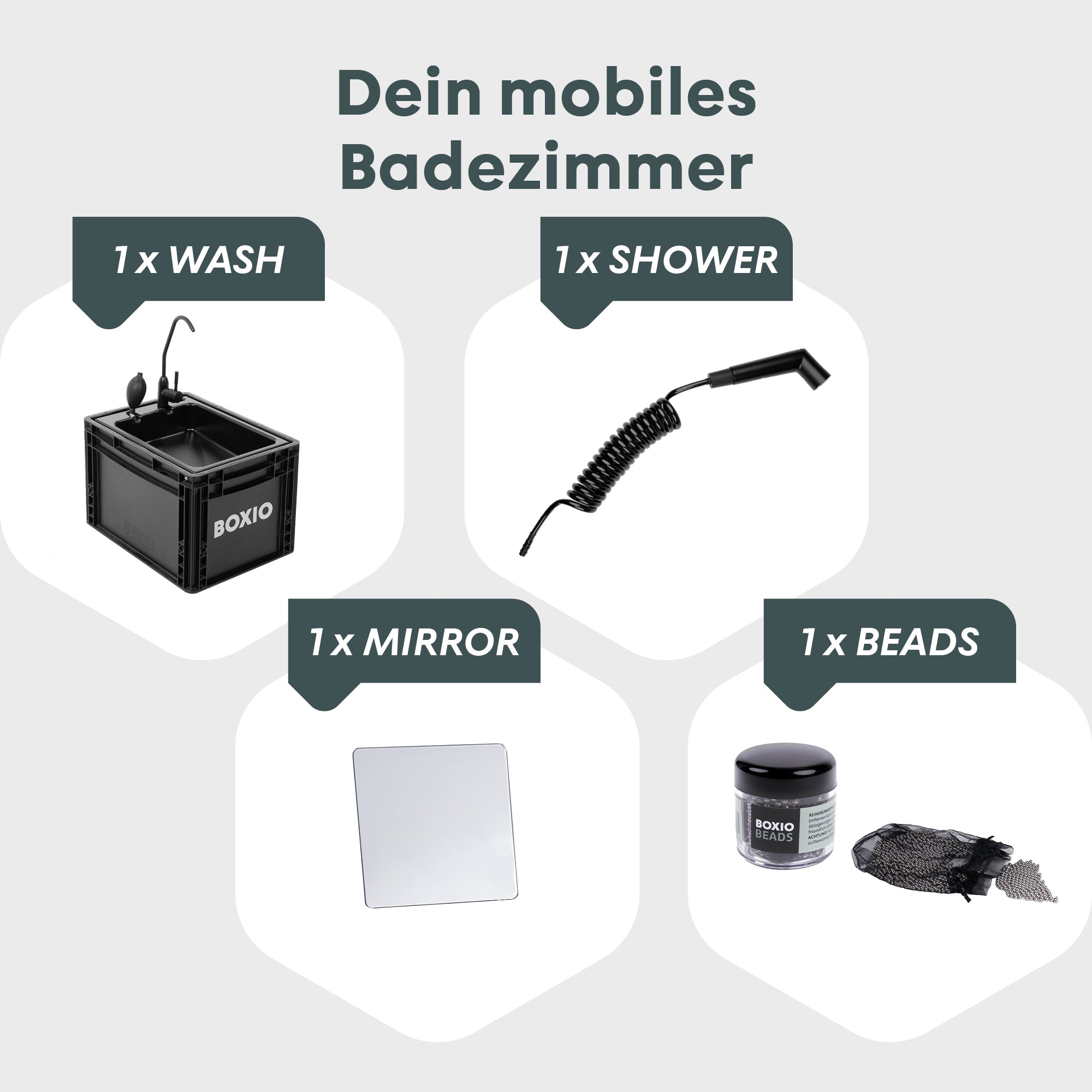 BOXIO WASH PLUS | Mobiles Waschbecken mit Campingdusche