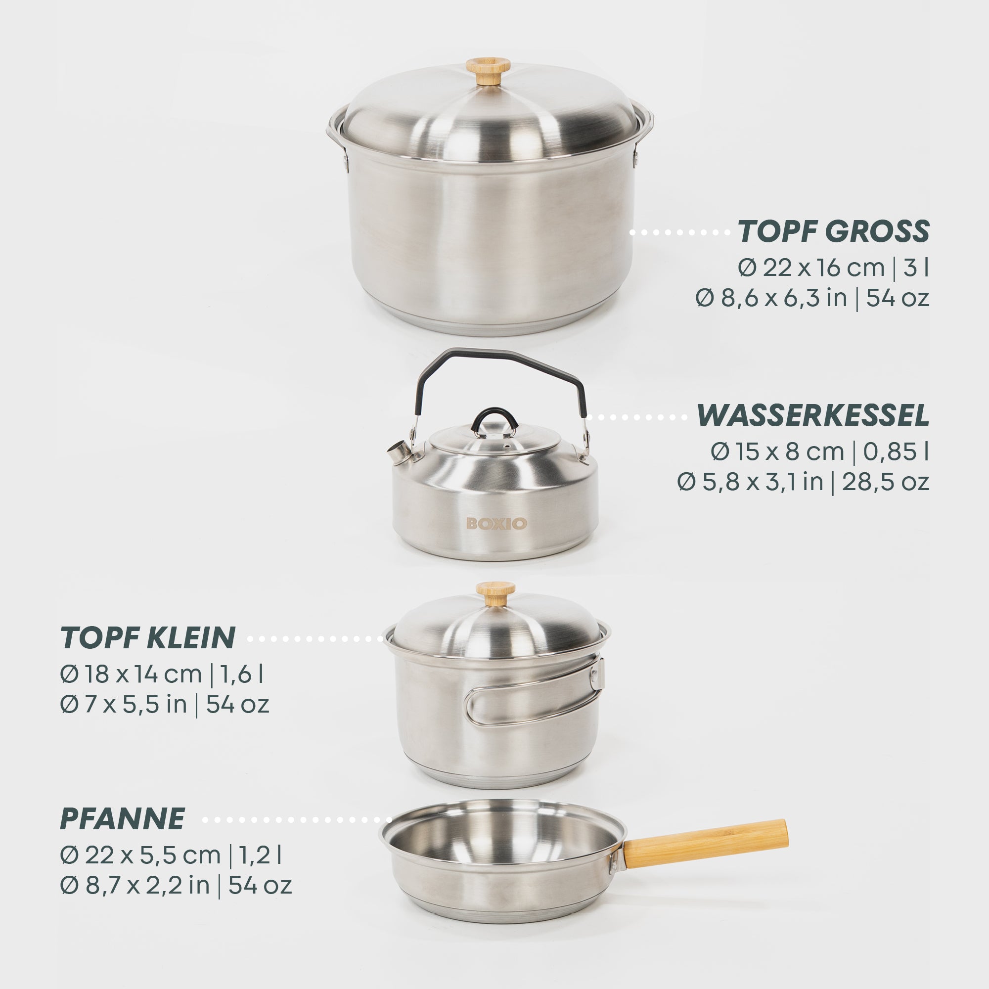 Mobiler Gaskocher mit Camping-Topfset