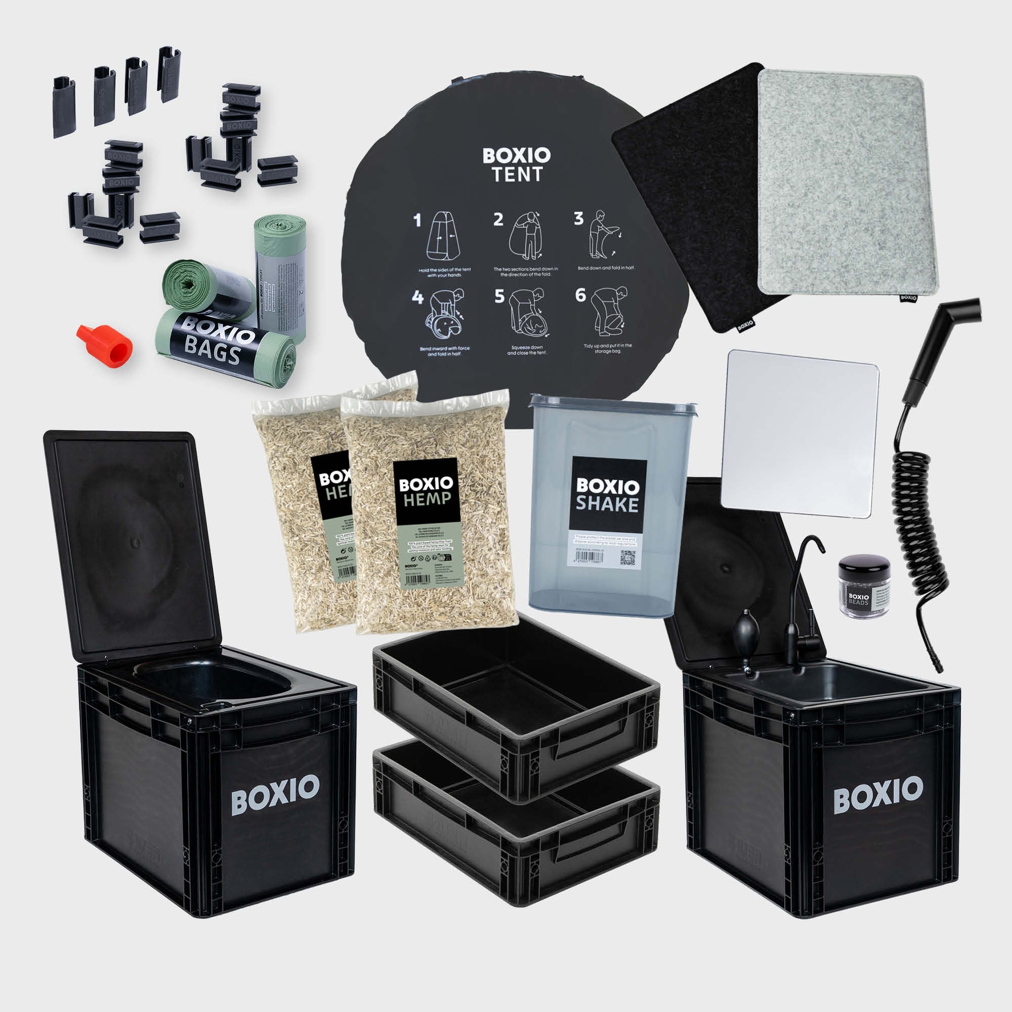 BOXIO SANITARY PLUS XL | Mobiles Badezimmer mit TENT