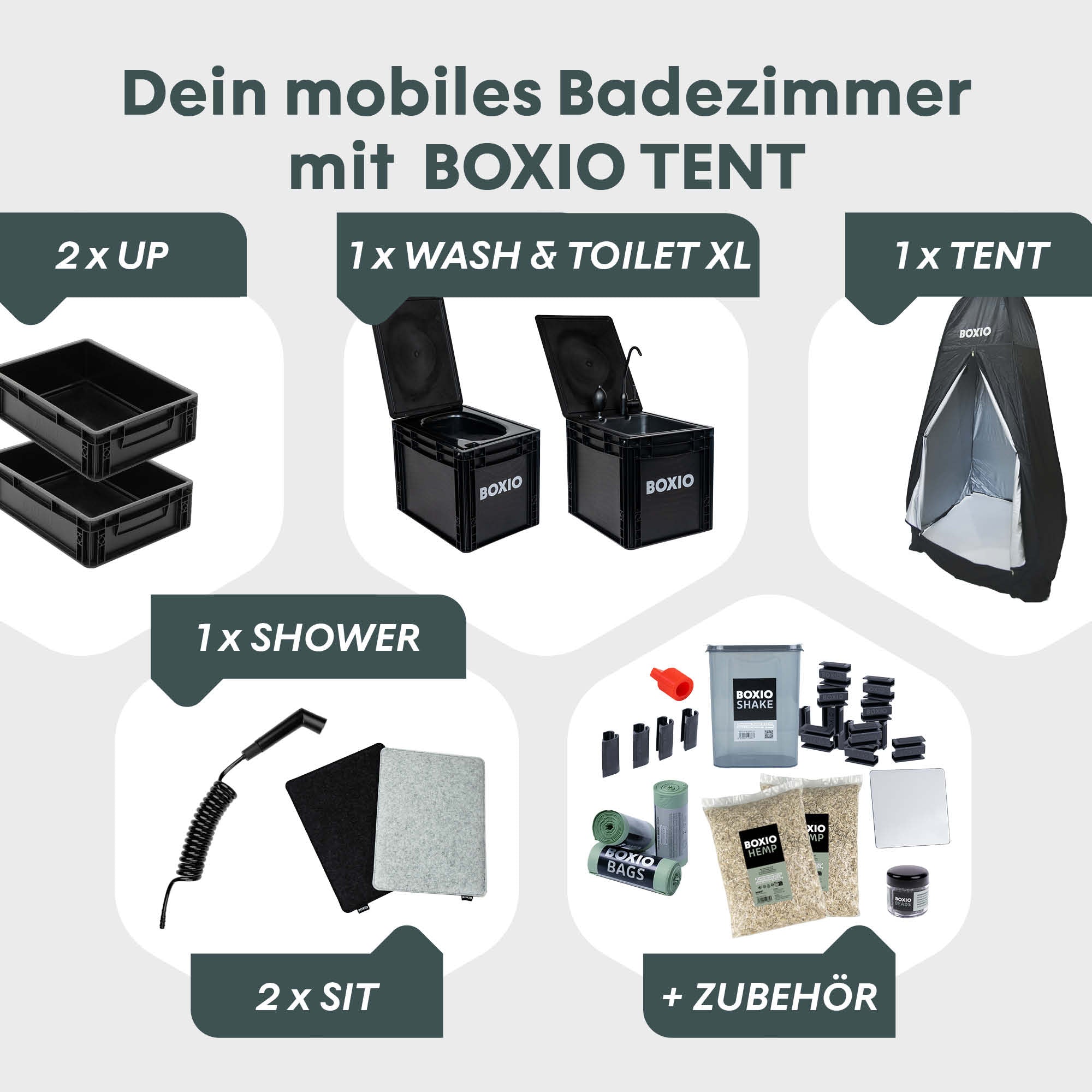 BOXIO SANITARY PLUS XL | Mobiles Badezimmer mit TENT