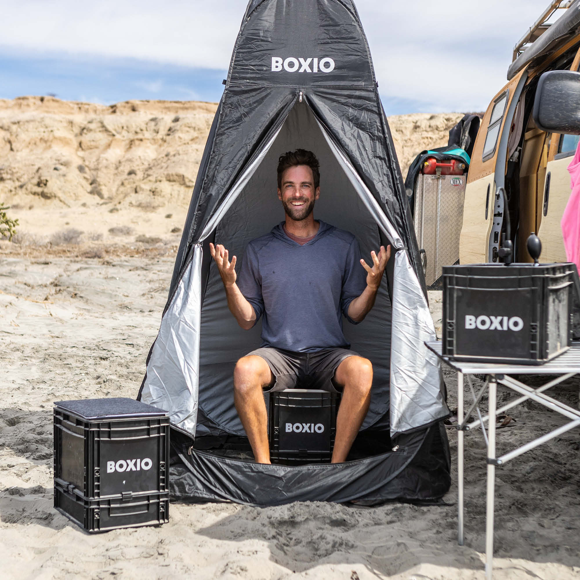 BOXIO SANITARY PLUS XL | Mobiles Badezimmer mit TENT