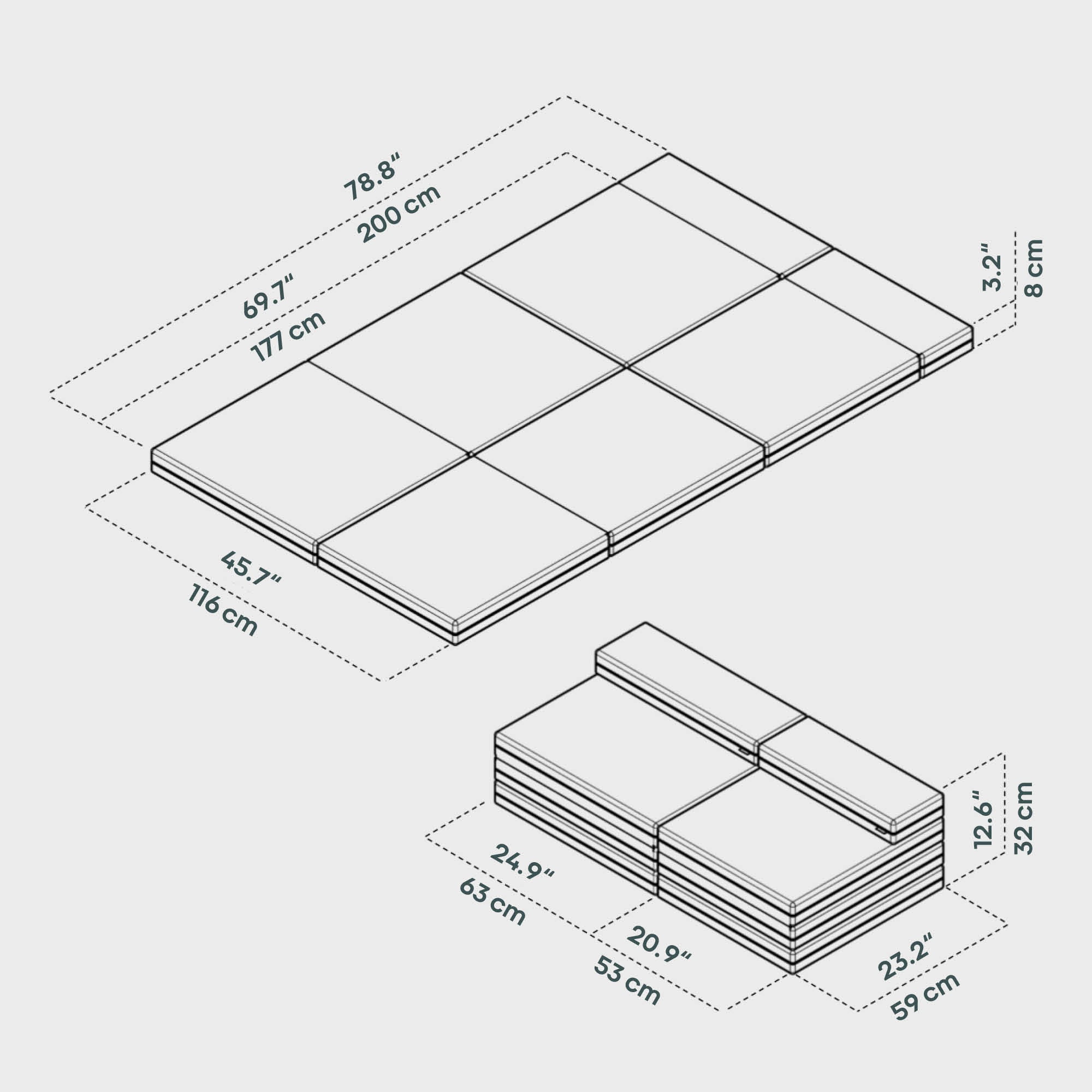 BOXIO RACK SLEEP 116 x 200 cm I Klappmatratzen