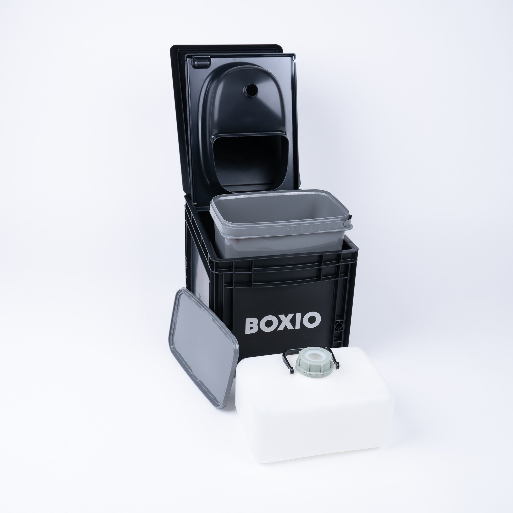 BOXIO - SANITAIR: Complete set met urineverwijderend toilet, mobiele wastafel en accessoires