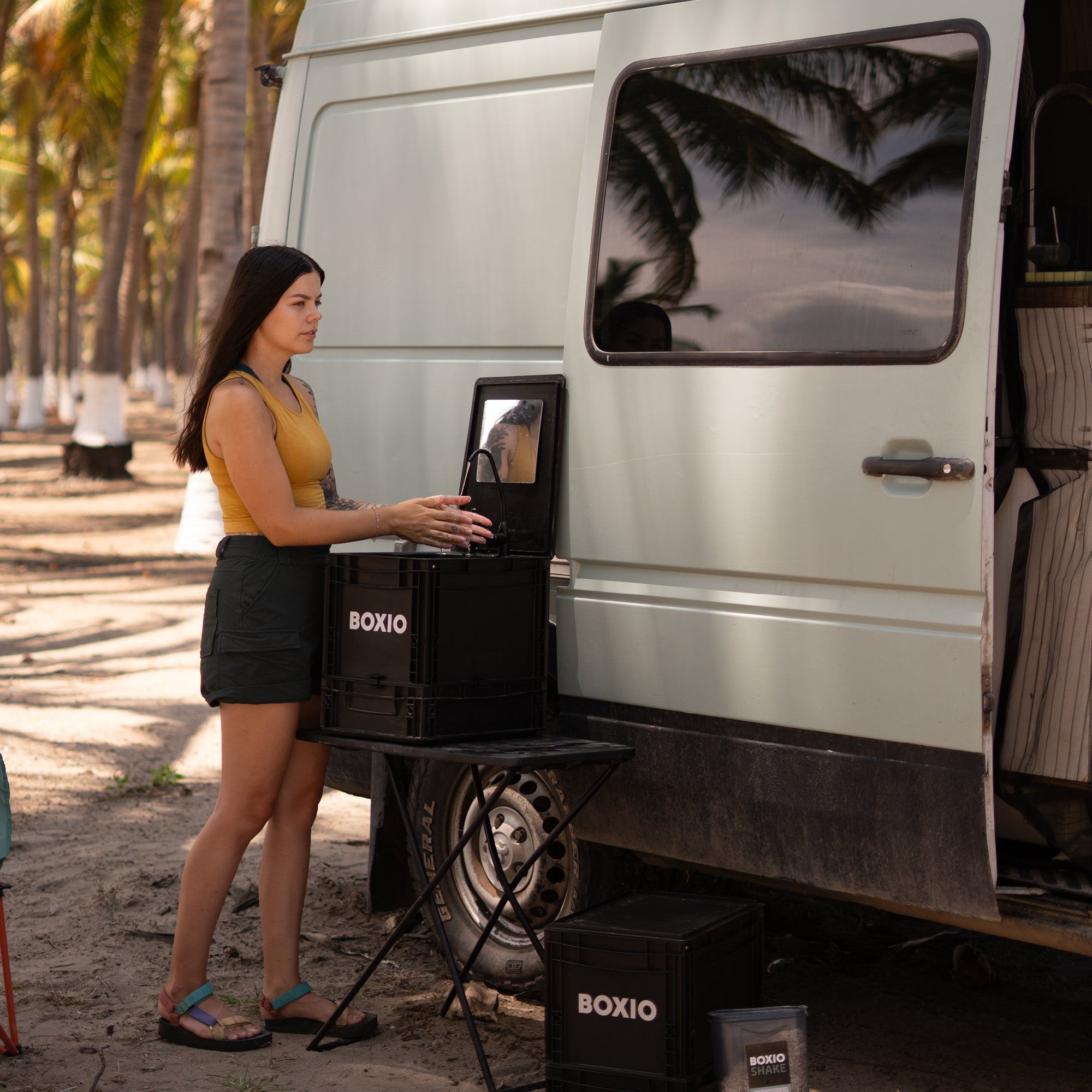 BOXIO-WASH | Mobile washbasin without electricity, mobile, compact