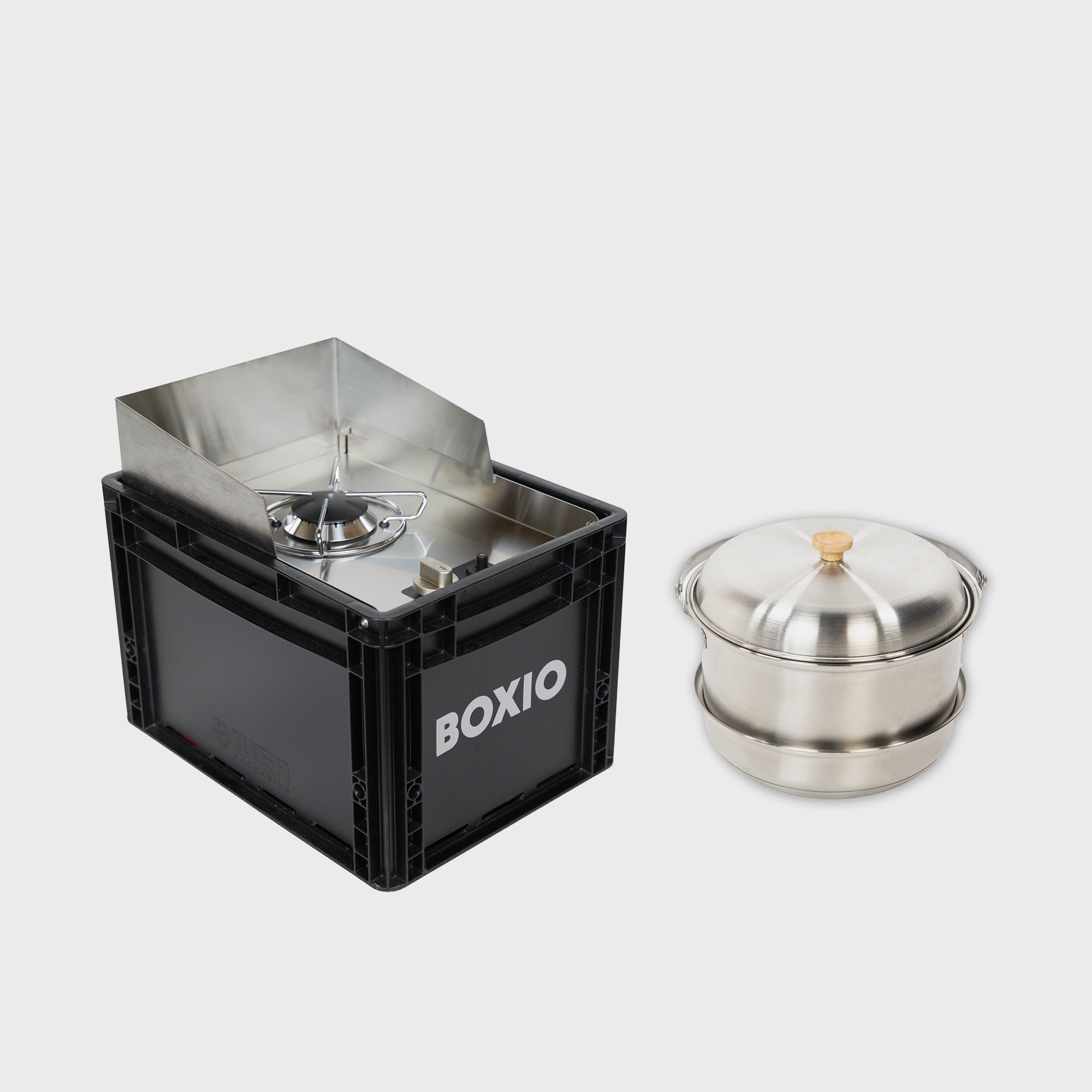 BOXIO COOK PLUS Mobiel gasfornuis met pannenset