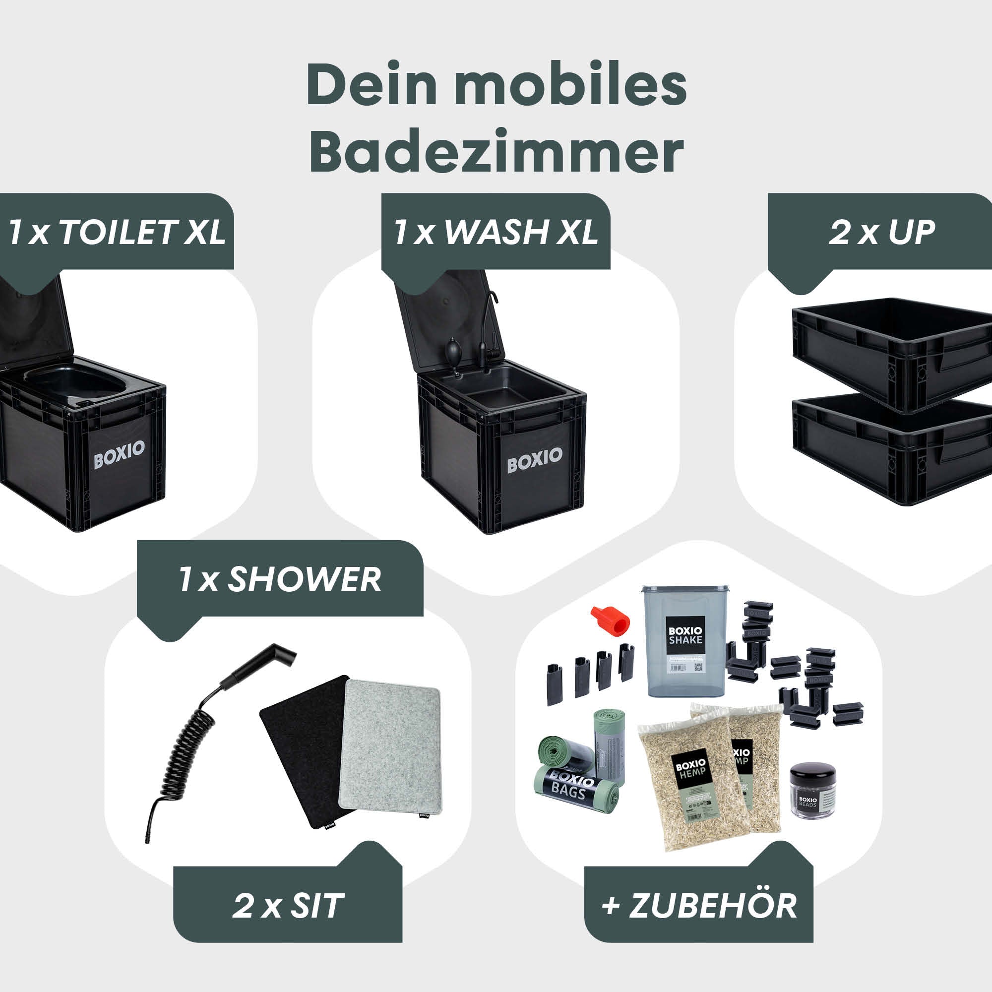 BOXIO SANITARY XL | Mobiles Badezimmer mit extra Komfort