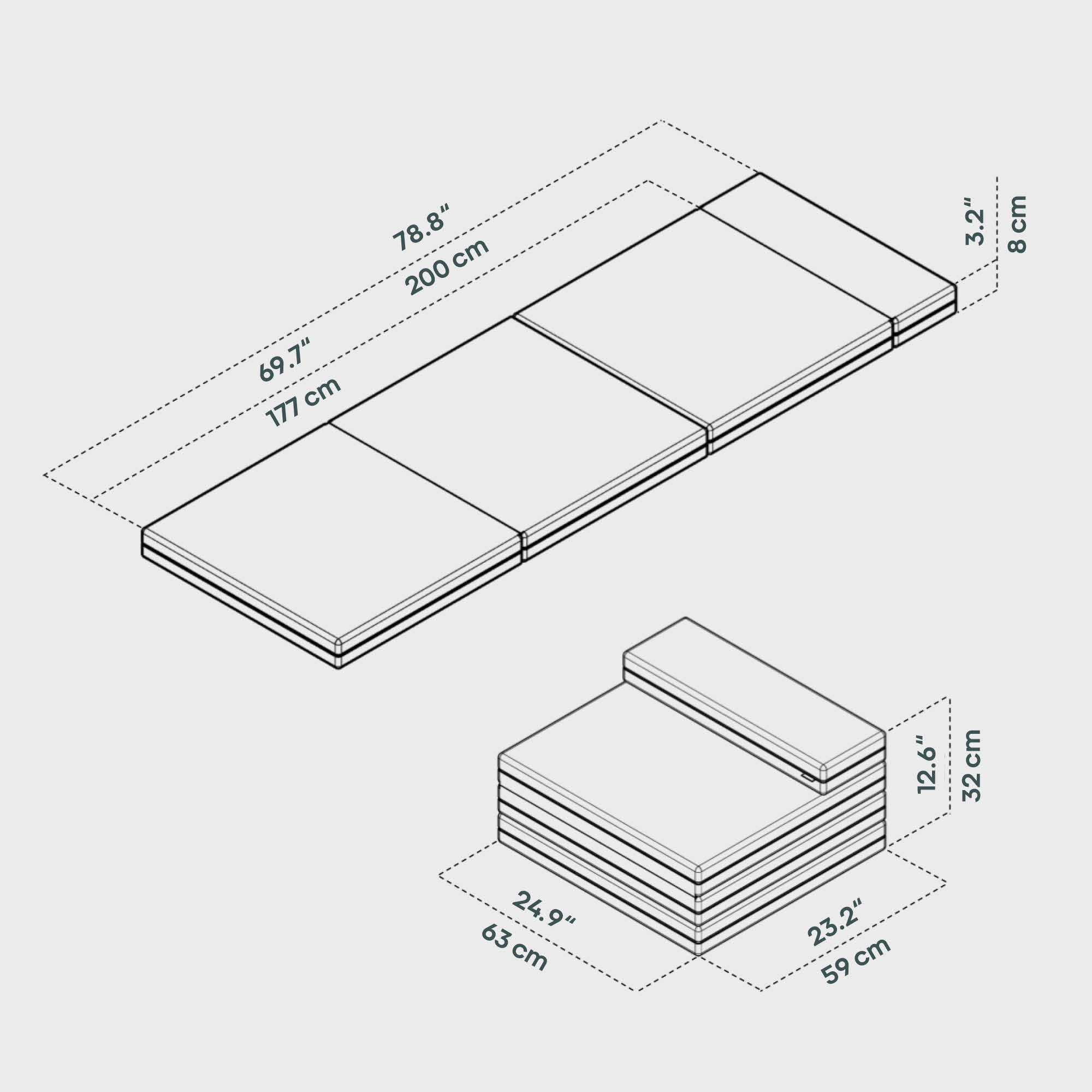 BOXIO SLEEP 63 x 200 cm  I Matelas pliant pour le RACK