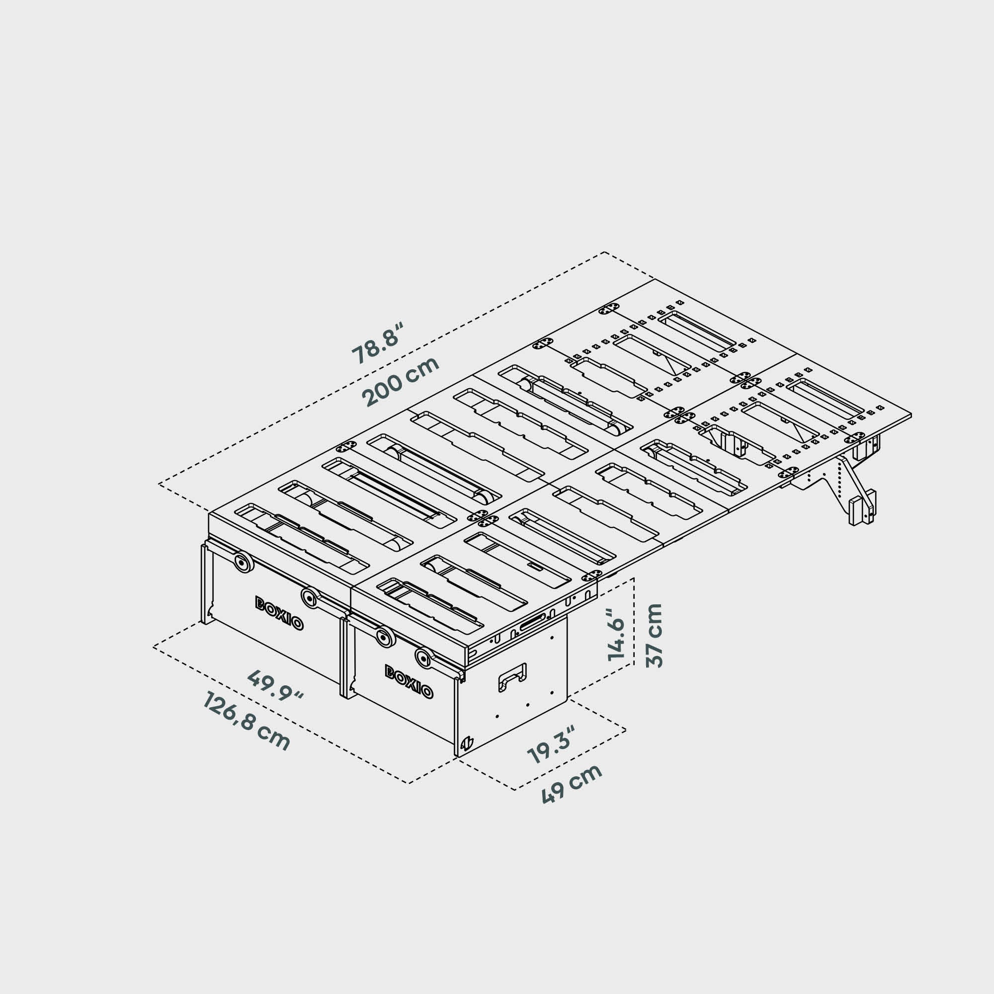 BOXIO RACK BOX + BED PACK XL | Malle de voyage modulaire